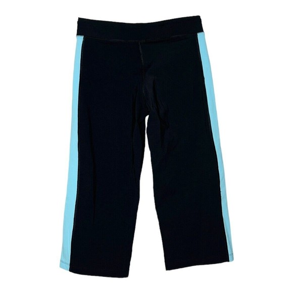 Champion Women's Cropped Pants Black Blue Side Stripe Athletic Pants Size Small - Picture 2 of 5